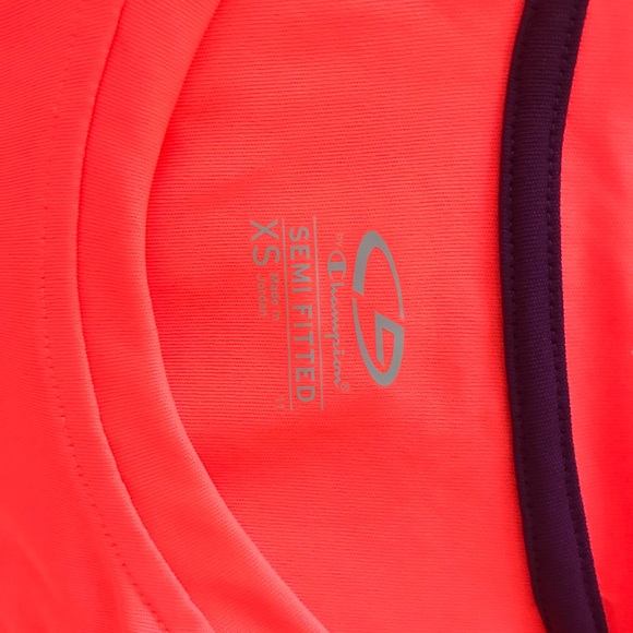 CHAMPION Neon Orange SEMI-FITTED Athletic TOP XS - Picture 3 of 4